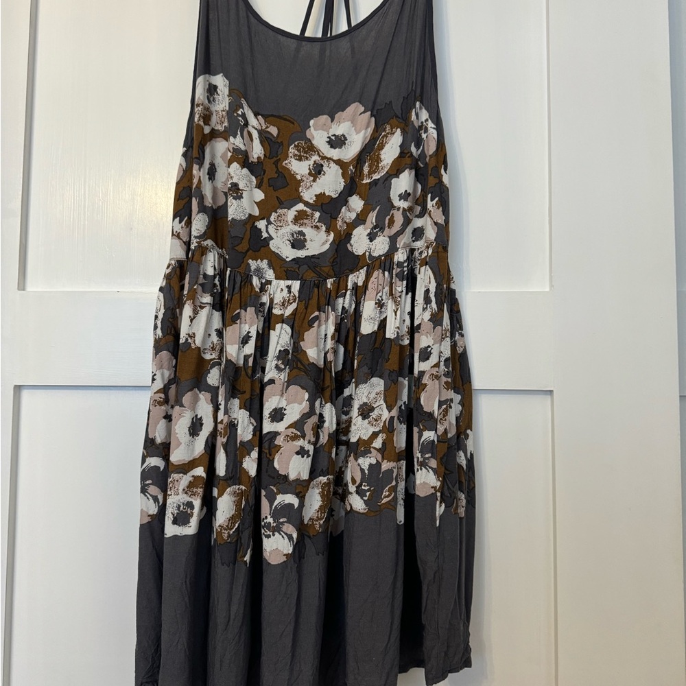 Intimately Free People Spaghetti Strap Sundress with Gray Flowers Size M